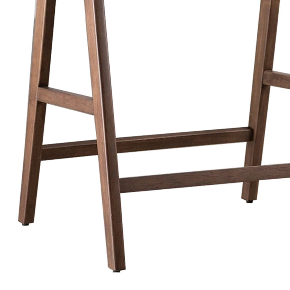 Ebik Counter Stool Chair Set of 2 | Walnut Brown Wood | Beige Boucle BM339252