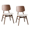 Narv Side Dining Chair Set of 2 | Curved Panel Back | Walnut Brown Wood | Beige