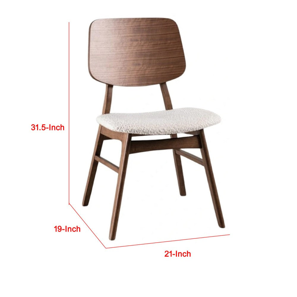 Narv Side Dining Chair Set of 2 | Curved Panel Back | Walnut Brown Wood | Beige BM339254
