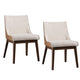 Iken Side Dining Chair Set of 2 | Curved Panel Back | Walnut Brown Wood | Beige