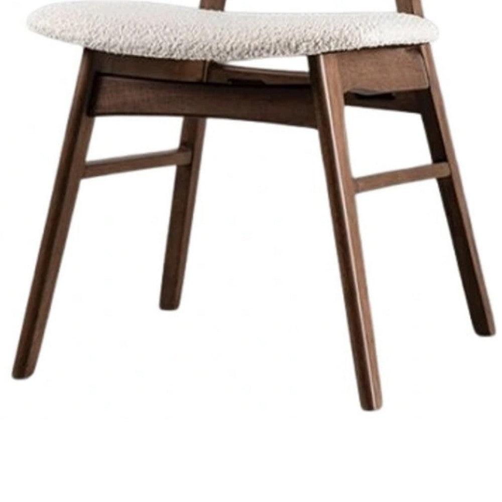 Lexy Side Dining Chair Set of 2 | Angled Legs | Walnut Brown Solid Wood | Beige Boucle BM339256