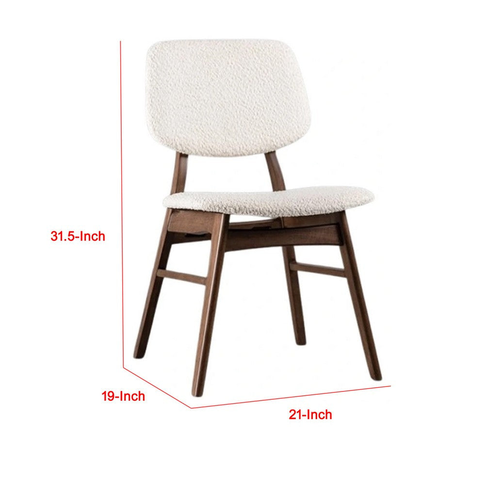 Lexy Side Dining Chair Set of 2 | Angled Legs | Walnut Brown Solid Wood | Beige Boucle BM339256
