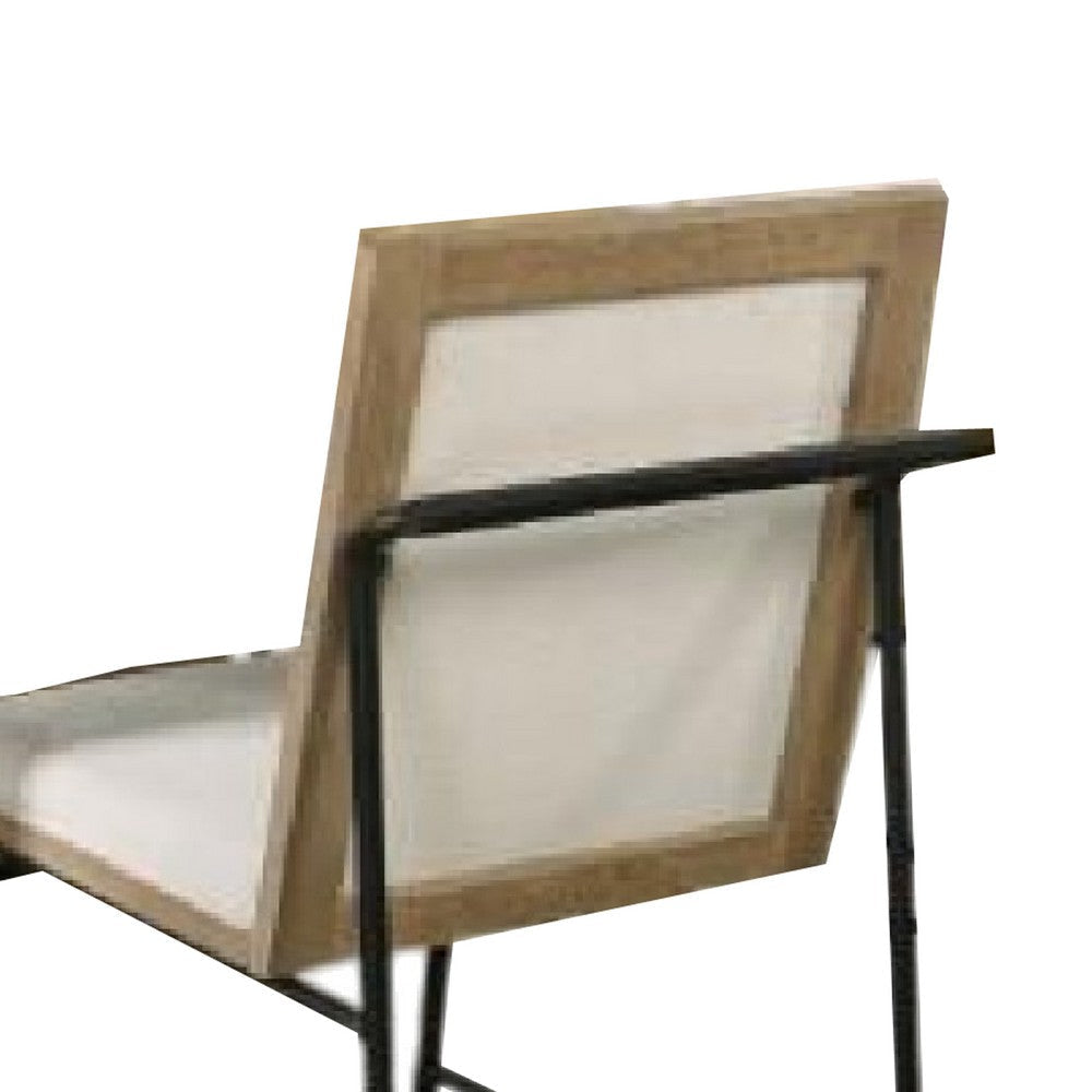 Edey Side Dining Chair Set of 2 | Metal Legs | Oak Brown Rubberwood | Beige Polyester BM339258