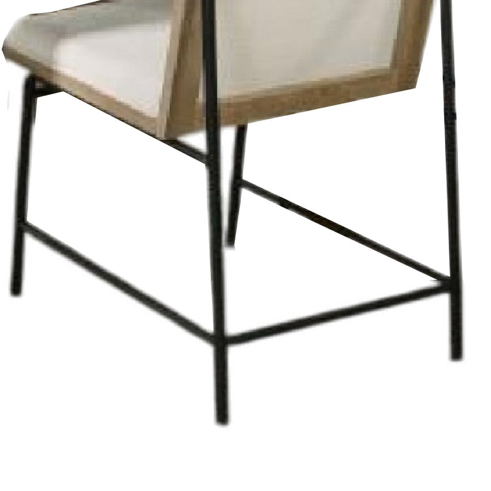 Edey Side Dining Chair Set of 2 | Metal Legs | Oak Brown Rubberwood | Beige Polyester BM339258