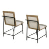 Edey Side Dining Chair Set of 2 | Metal Legs | Oak Brown Rubberwood | Beige Polyester