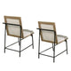 Edey Side Dining Chair Set of 2 | Metal Legs | Oak Brown Rubberwood | Beige Polyester