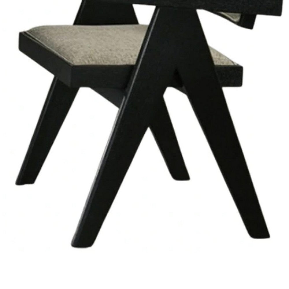 Toty Dining Armchair Set of 2 | Curved Arms | Angled Rear Legs | Gray Fabric BM339259