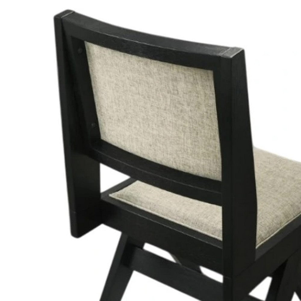 Toty Side Dining Chair Set of 2 | Inverted Angled Legs | Black Wood | Gray Fabric BM339260