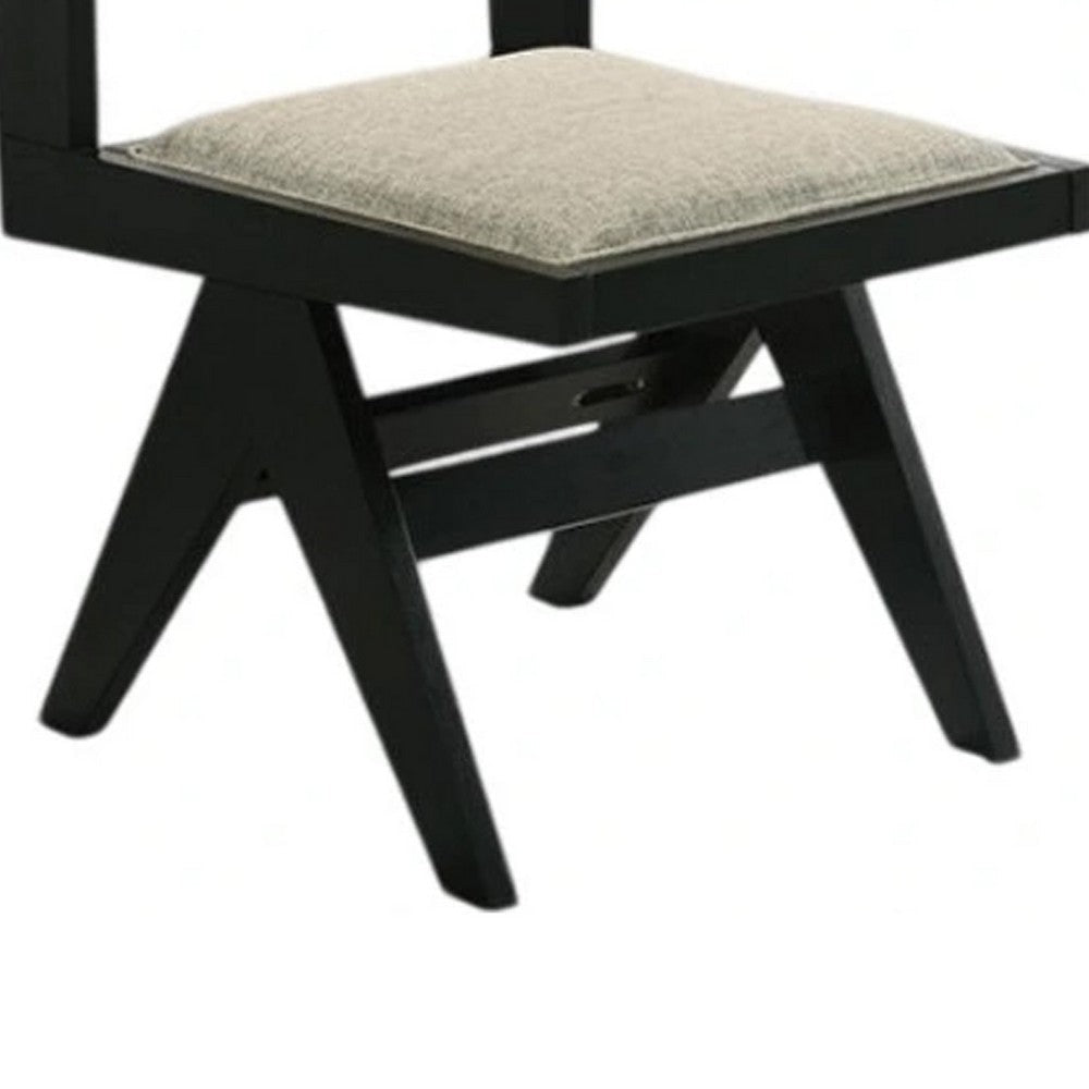 Toty Side Dining Chair Set of 2 | Inverted Angled Legs | Black Wood | Gray Fabric BM339260