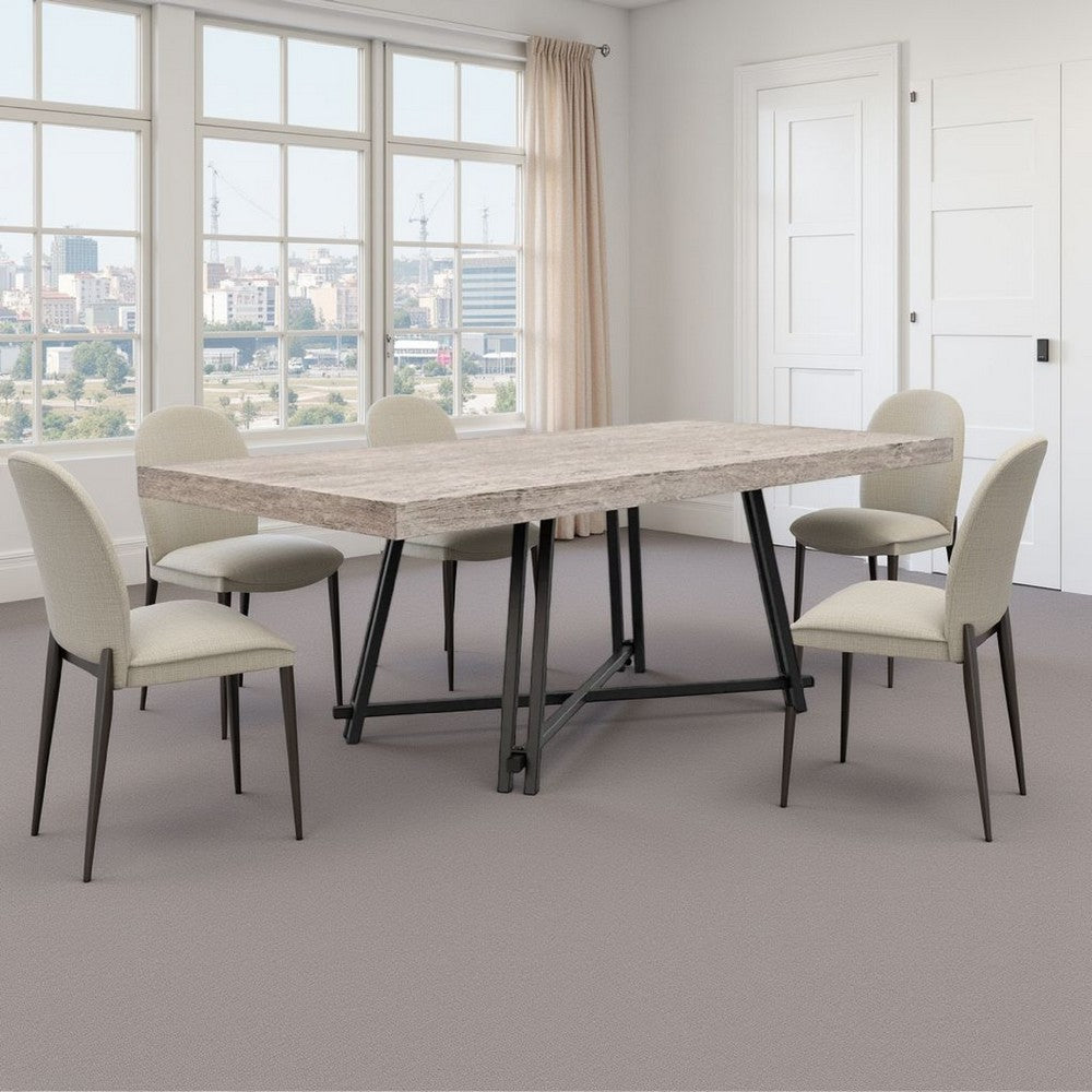 Toty Rectangular Dining Table | Pedestal Base | Black Rubberwood 84" Top