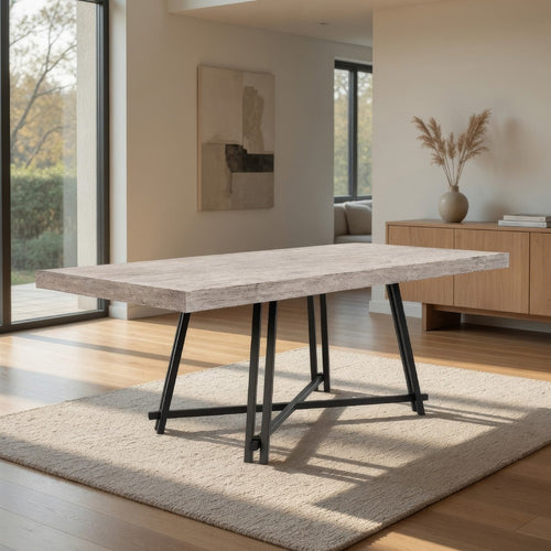 Toty Rectangular Dining Table | Pedestal Base | Black Rubberwood 84" Top