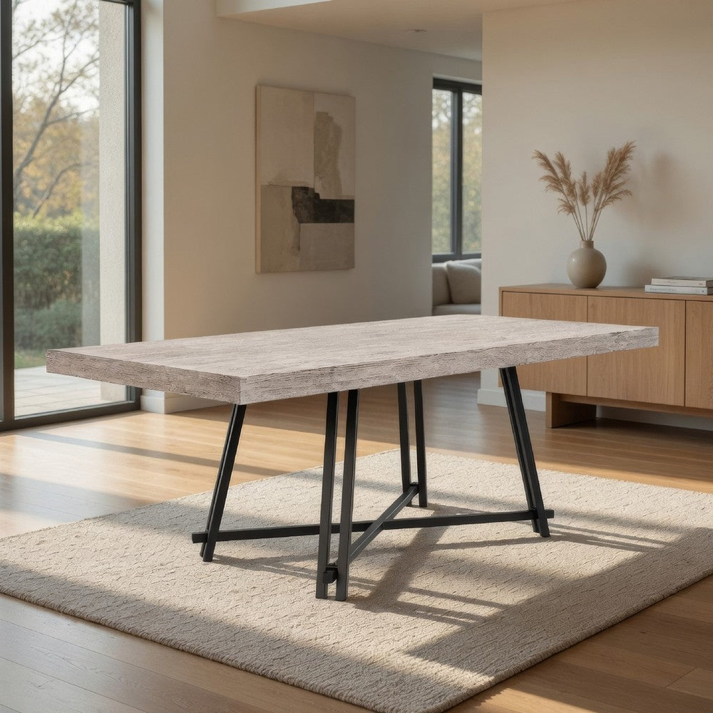 Toty Rectangular Dining Table | Pedestal Base | Black Rubberwood 84" Top