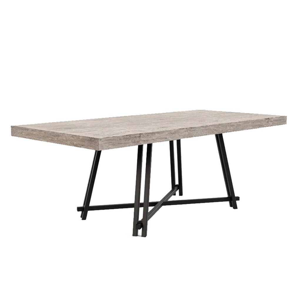 Toty Rectangular Dining Table | Pedestal Base | Black Rubberwood 84" Top