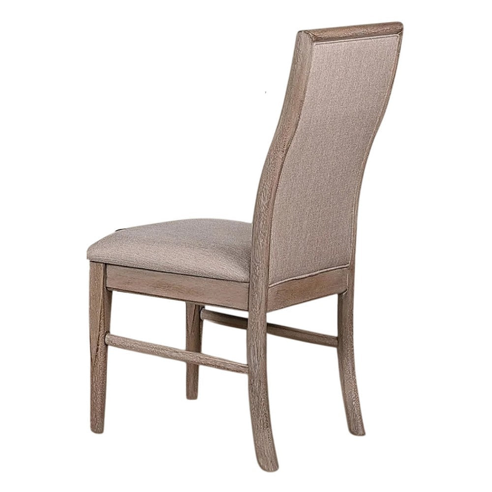 Elles Side Dining Chair Set of 2 | Curved Backrest | Ash Wood | Beige Polyester BM339262