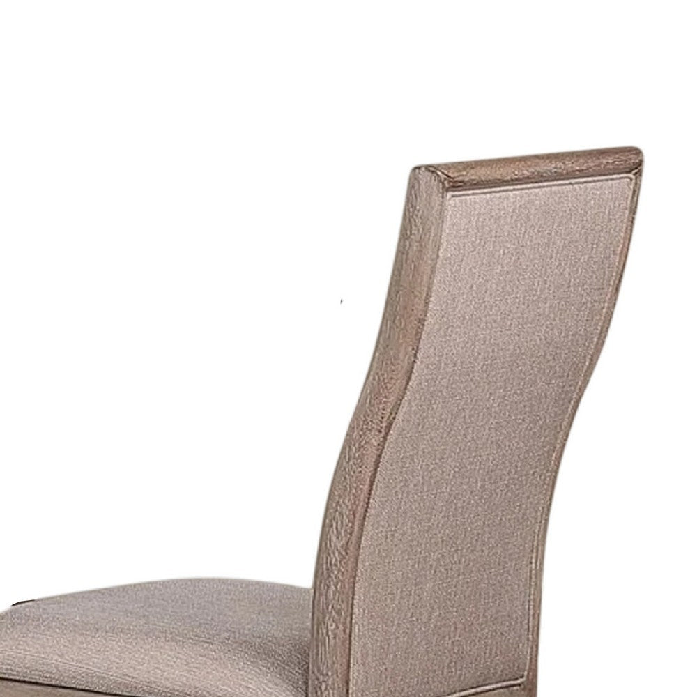 Elles Side Dining Chair Set of 2 | Curved Backrest | Ash Wood | Beige Polyester BM339262