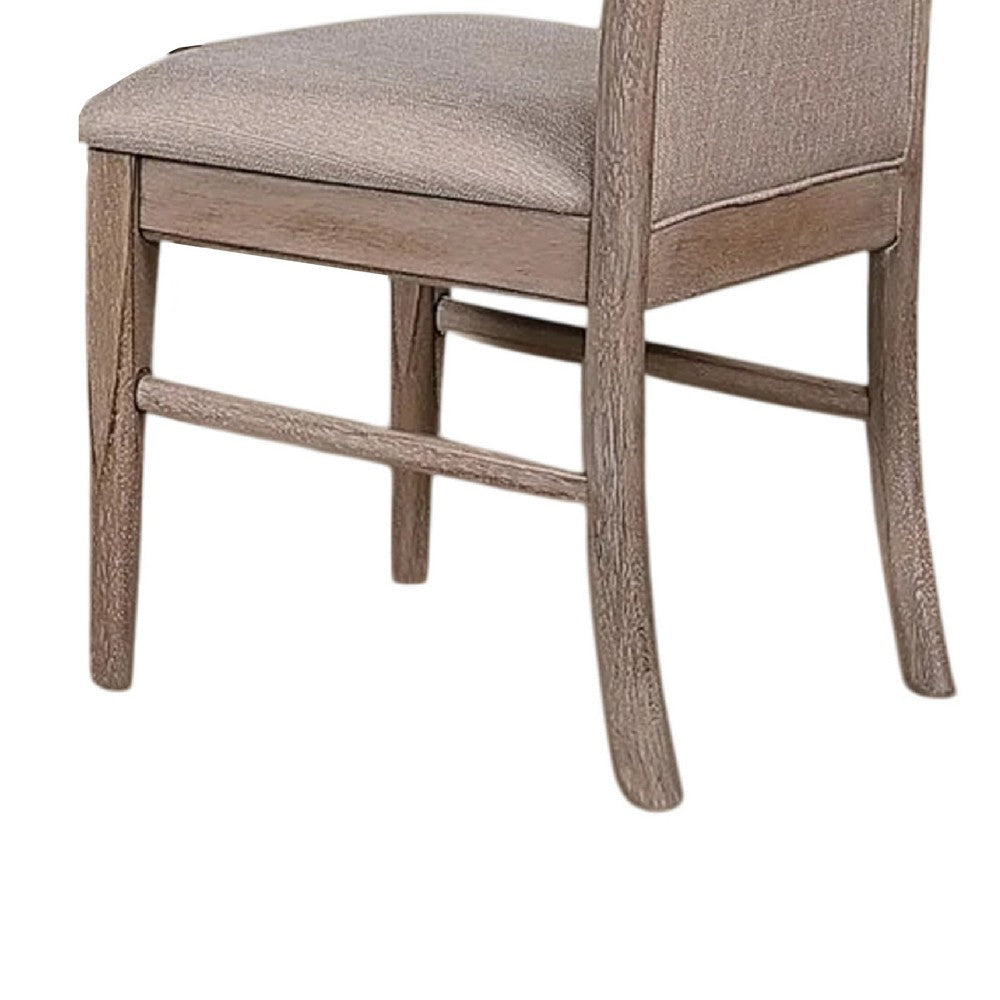 Elles Side Dining Chair Set of 2 | Curved Backrest | Ash Wood | Beige Polyester BM339262
