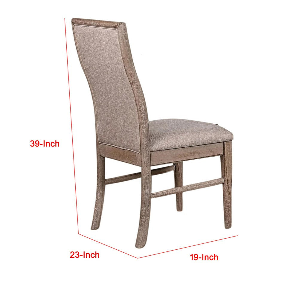 Elles Side Dining Chair Set of 2 | Curved Backrest | Ash Wood | Beige Polyester BM339262