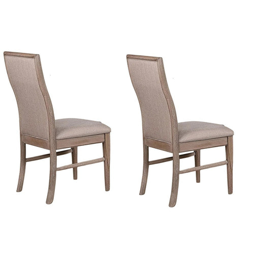 Elles Side Dining Chair Set of 2 | Curved Backrest | Ash Wood | Beige Polyester