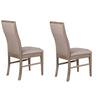 Elles Side Dining Chair Set of 2 | Curved Backrest | Ash Wood | Beige Polyester