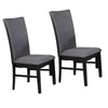 Easin Side Dining Chair Set of 2 | Gray Polyester Contoured Back | Black Rubberwood