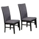 Easin Side Dining Chair Set of 2 | Gray Polyester Contoured Back | Black Rubberwood