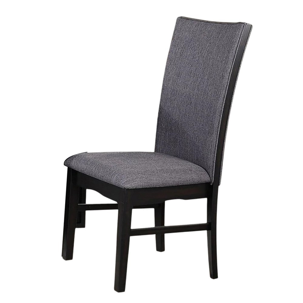 Easin Side Dining Chair Set of 2 | Gray Polyester Contoured Back | Black Rubberwood BM339263