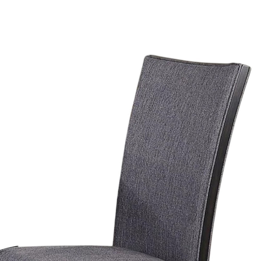 Easin Side Dining Chair Set of 2 | Gray Polyester Contoured Back | Black Rubberwood BM339263