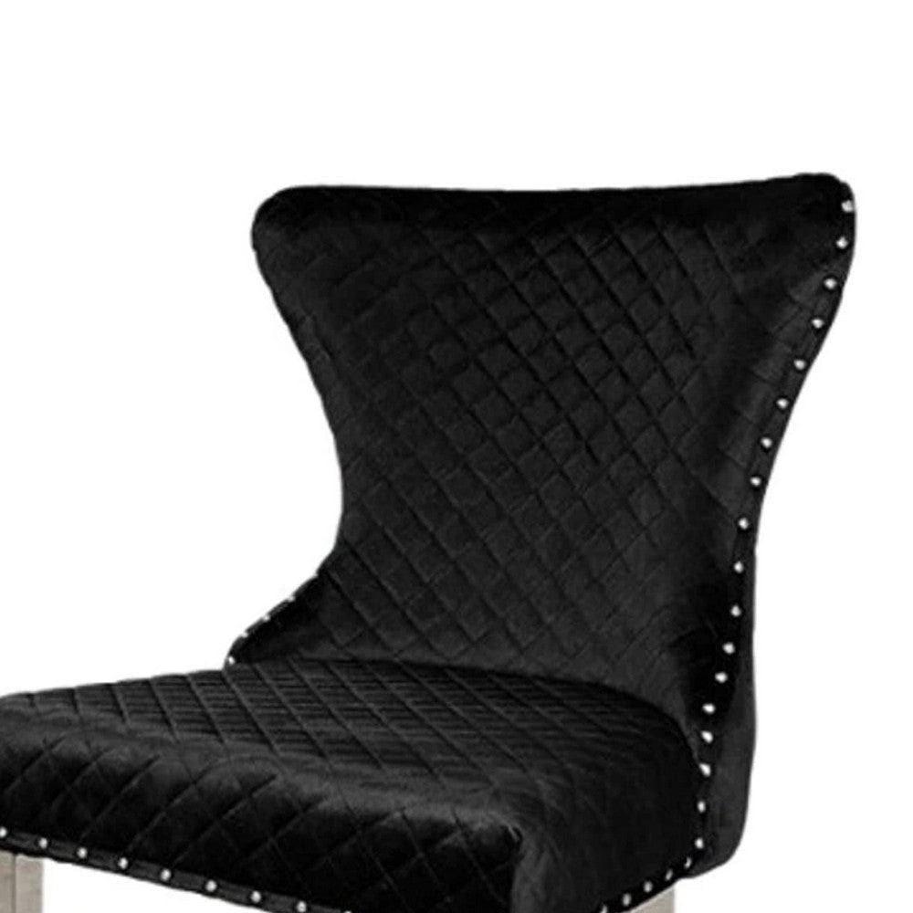 Anova Side Dining Chair Set of 2 | Stainless Steel Rivet Trim | Black