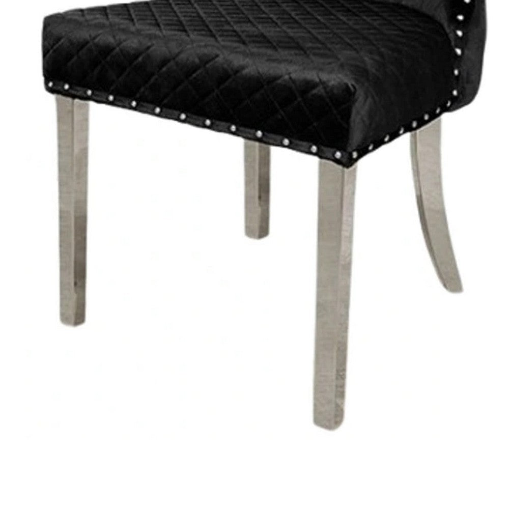 Anova Side Dining Chair Set of 2 | Stainless Steel Rivet Trim | Black