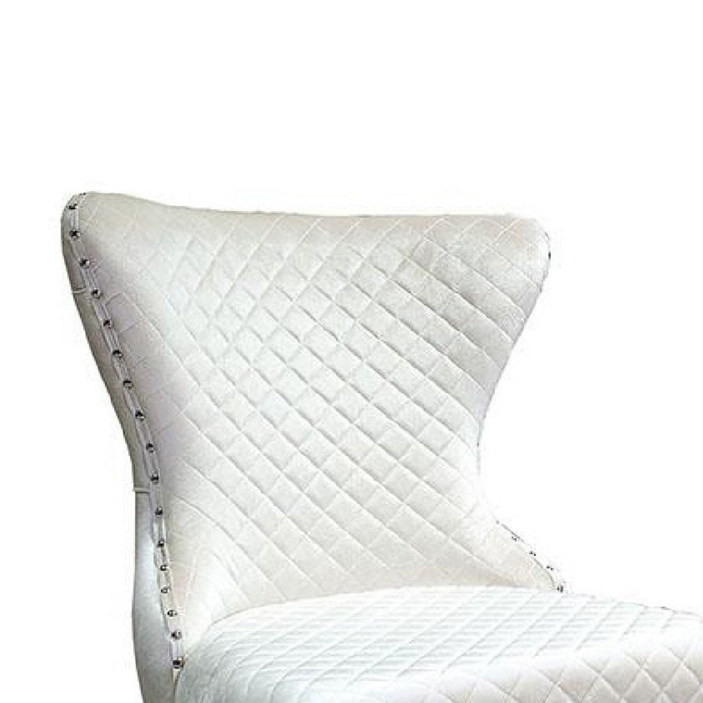 Anova Side Dining Chair Set of 2 | Stainless Steel Rivet Trim | White