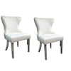 Anova Side Dining Chair Set of 2 | Stainless Steel Rivet Trim | White