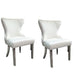 Anova Side Dining Chair Set of 2 | Stainless Steel Rivet Trim | White