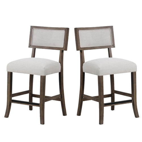 Asten Counter Stool Chair Set of 2 | Dark Walnut Brown | Gray Seat