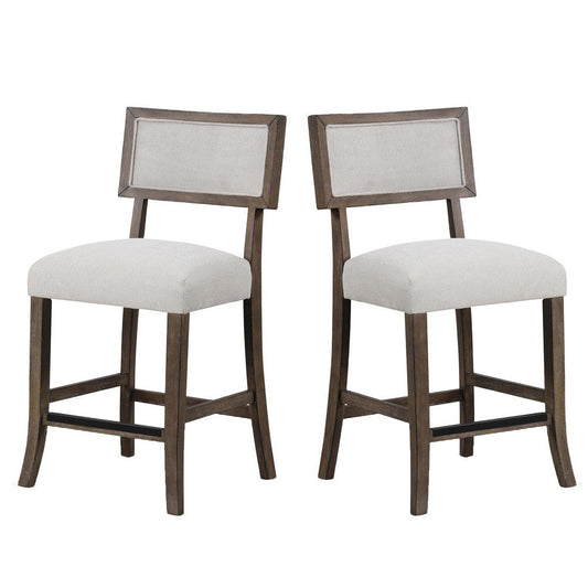 Asten Counter Stool Chair Set of 2 | Dark Walnut Brown | Gray Seat