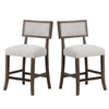 Asten Counter Stool Chair Set of 2 | Dark Walnut Brown | Gray Seat