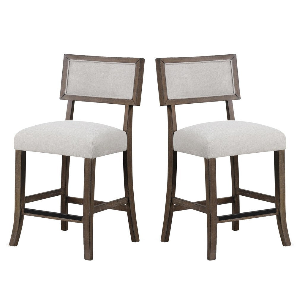 Asten Counter Stool Chair Set of 2 | Dark Walnut Brown | Gray Seat