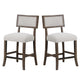 Asten Counter Stool Chair Set of 2 | Dark Walnut Brown | Gray Seat