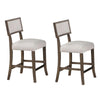 Asten Side Dining Chair Set of 2 | Curved Back | Dark Walnut Brown | Gray Seat