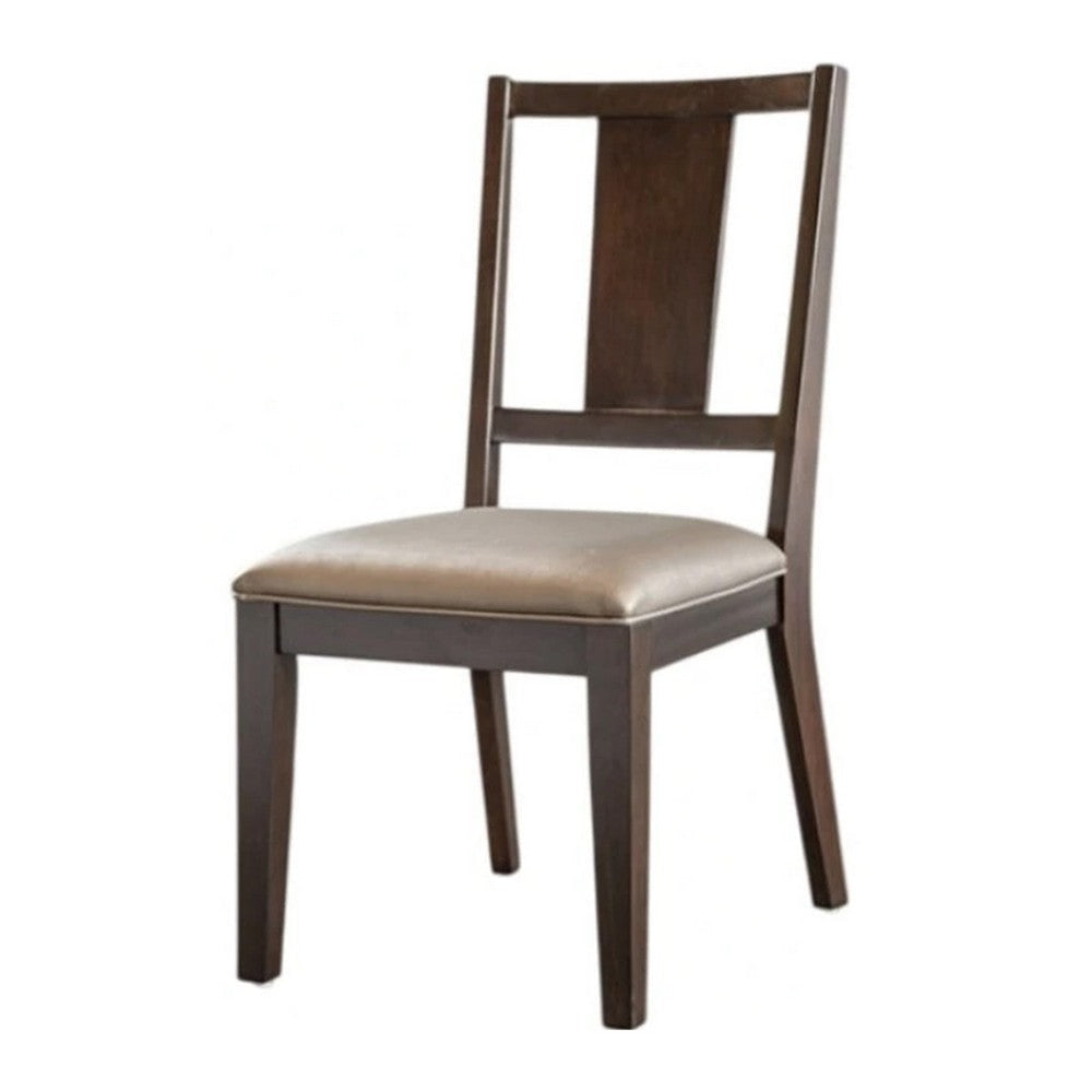 Witzy Side Dining Chair Set of 2 | Dark Brown Solid Poplar Wood | Gray BM339268