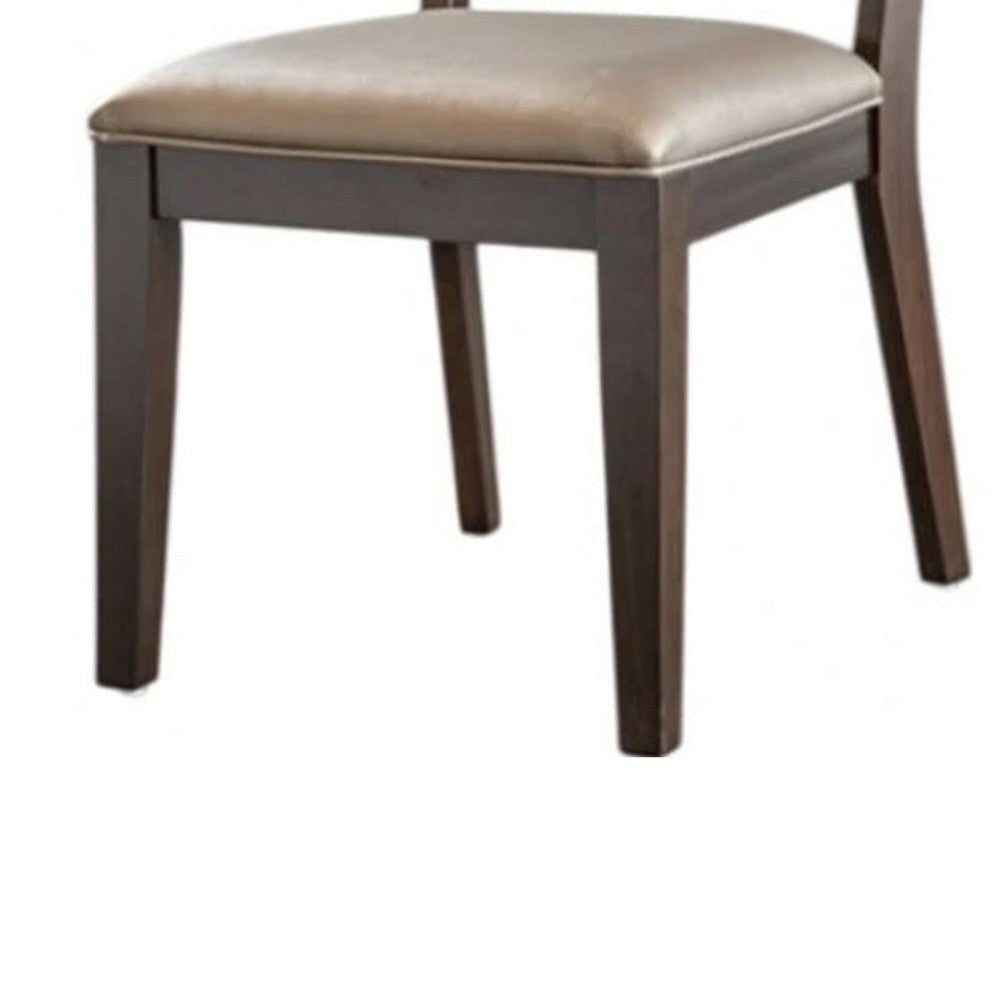 Witzy Side Dining Chair Set of 2 | Dark Brown Solid Poplar Wood | Gray BM339268