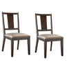 Witzy Side Dining Chair Set of 2 | Dark Brown Solid Poplar Wood | Gray