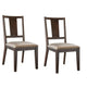 Witzy Side Dining Chair Set of 2 | Dark Brown Solid Poplar Wood | Gray