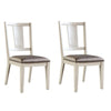 Witzy Side Dining Chair Set of 2 | Faceted Panel Back | White Wood | Gray