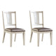 Witzy Side Dining Chair Set of 2 | Faceted Panel Back | White Wood | Gray