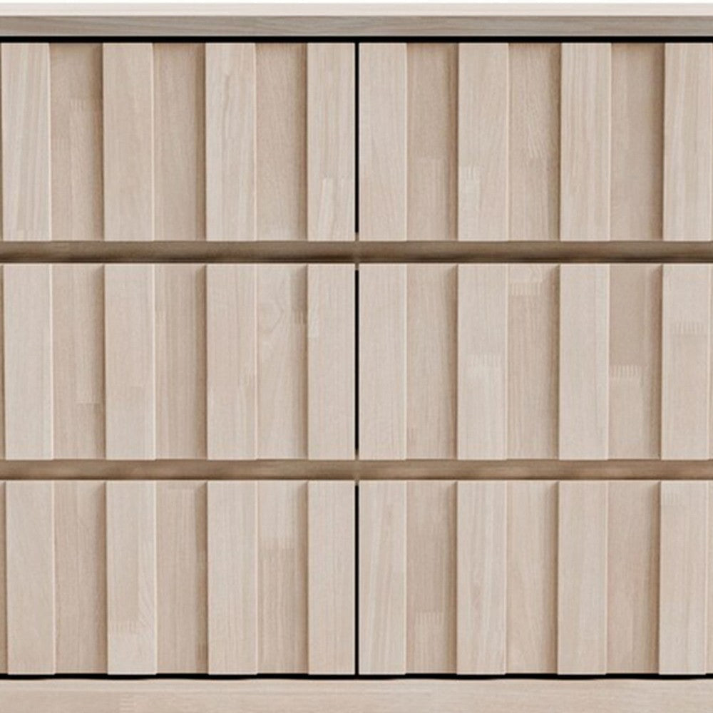 Vasu Wide Dresser | 6 Storage Drawers | White Wash Solid Rubberwood BM339273