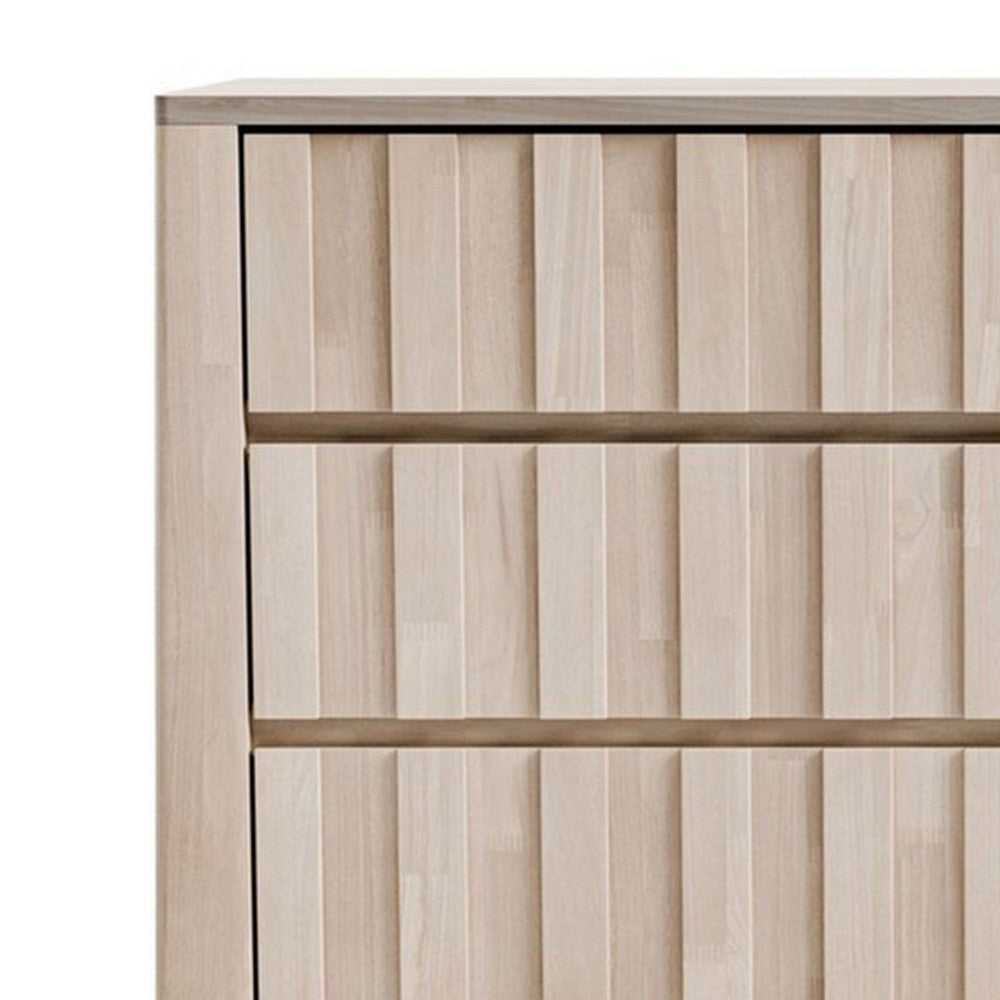 Vasu Wide Dresser | 6 Storage Drawers | White Wash Solid Rubberwood BM339273