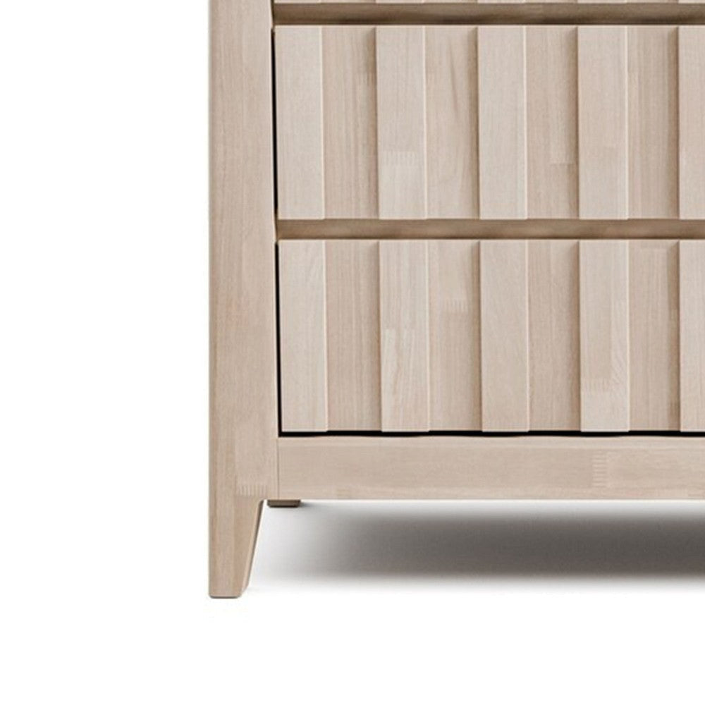 Vasu Wide Dresser | 6 Storage Drawers | White Wash Solid Rubberwood BM339273