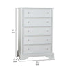 Toli Tall Dresser Chest | 5 Drawers w Round Knobs | White Solid Hardwood BM339275