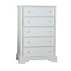 Toli Tall Dresser Chest | 5 Drawers w Round Knobs | White Solid Hardwood