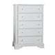 Toli Tall Dresser Chest | 5 Drawers w Round Knobs | White Solid Hardwood